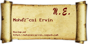 Mohácsi Ervin névjegykártya
